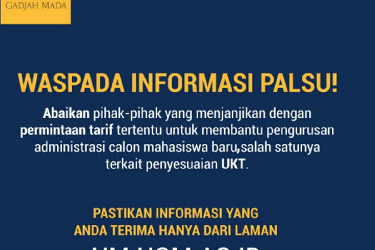 Peringatan di akun resmi twitter UGM paska penutupan pendaftaran SBMPTN secara online.