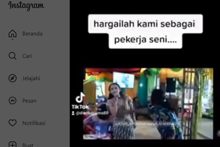Tangkapan layar unggahan video yang memperlihatkan pelecehan terhadap penyanyi campursari di Sragen, Jawa Tengah.