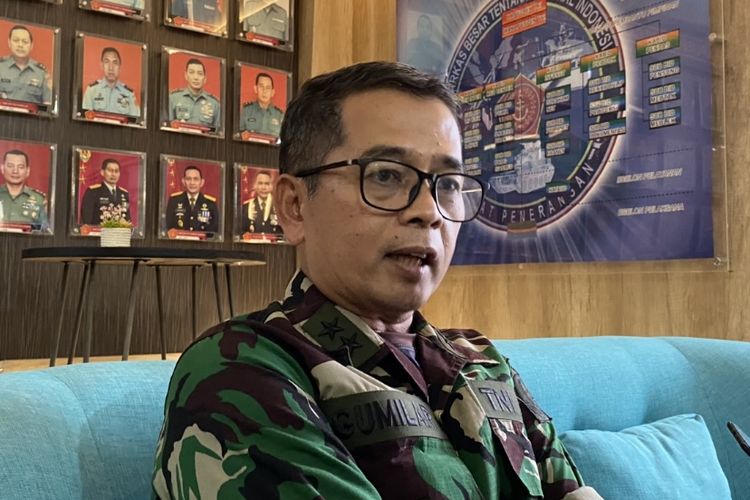 Kepala Pusat Penerangan (Kapuspen) TNI Mayjen R Nugraha Gumilar saat ditemui di Kantor Puspen TNI, Cilangkap, Jakarta Timur, Selasa (2/4/2024).