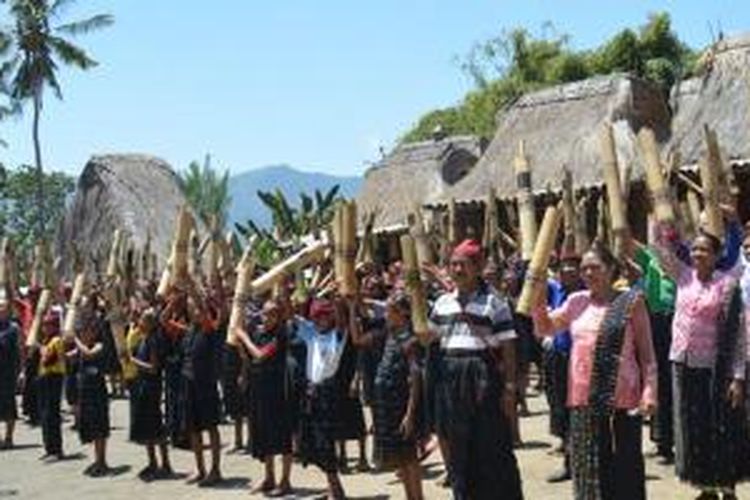 Musik Bombardom di Kampung Adat Tololela, Kabupaten Ngada, Nusa Tenggara Timur. 