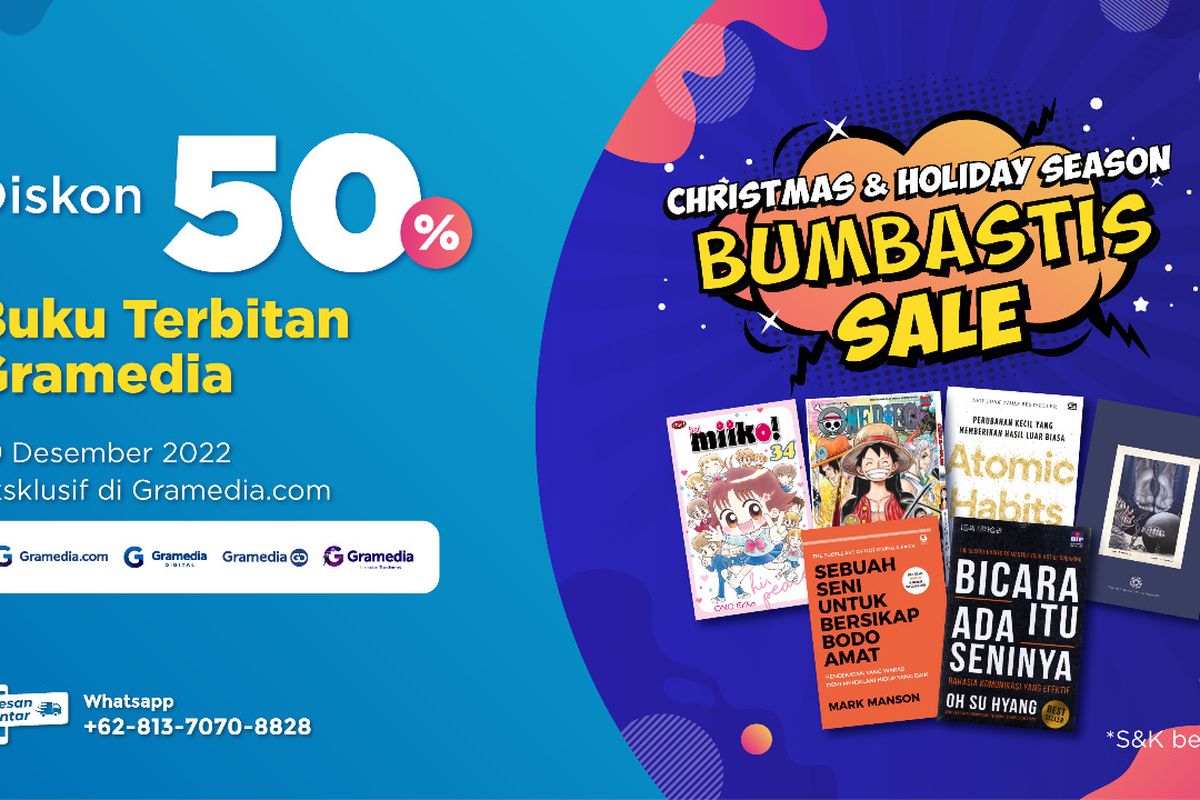 Promo Christmas & Holiday BUMBASTIS, Diskon Semua Buku 50 Persen di Gramedia.com