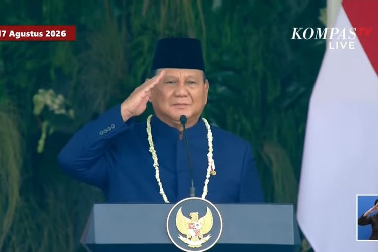 Prabowo Kenakan Beskap Biru dan Kalung Melati pada Upacara HUT Ke-81 RI