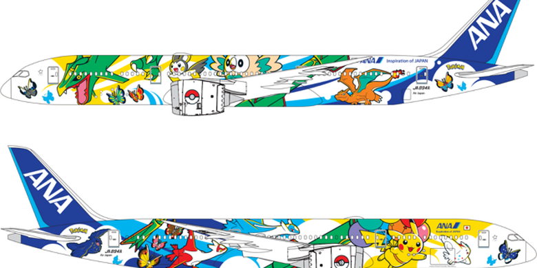 Desain Pikachu Jet NH yang merupakan hasil kerja sama antara ANA dan Pokemon Company.