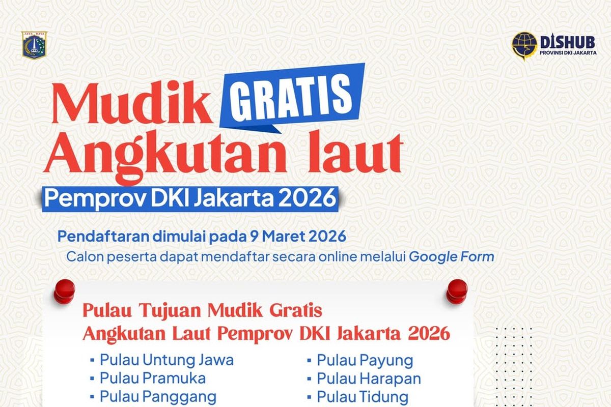 Mudik Gratis Angkutan Laut Pemprov DKI Jakarta Dibuka 9 Maret 2026, Ini Rute, Jadwal, dan Syaratnya