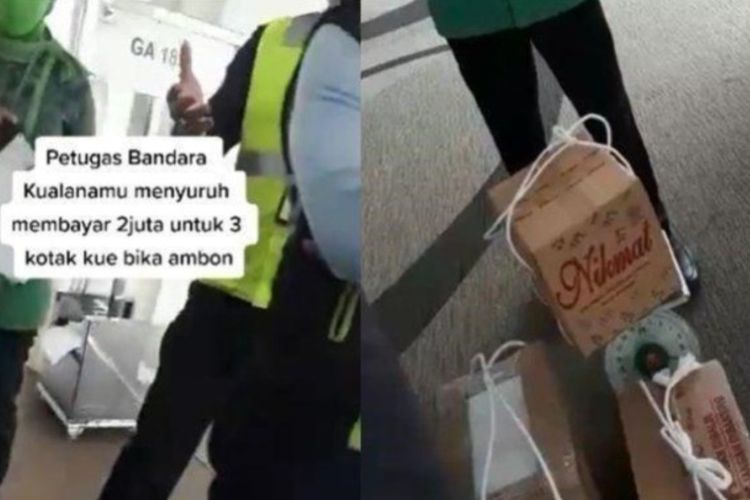 Video penumpang berselisih dengan petugas karena tidak terima kena denda Rp 2 juta gara-gara 3 kotak bika ambon.