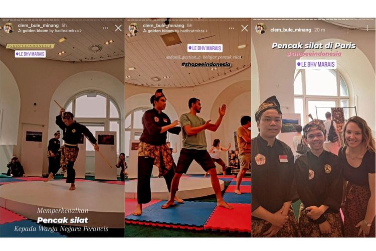 Tangkapan layar YouTuber @clem_bule_minang saat ikuti workshop Pencak Silat di Le BHV Marais. 