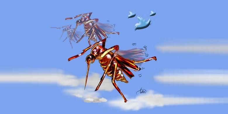 Ilustrasi nyamuk Aedes aegypti dan DBD (Demam Berdarah Dengue)