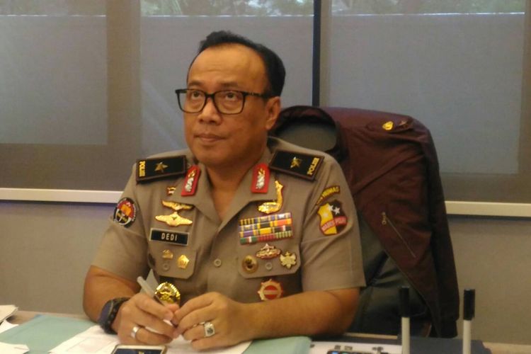 Kepala Biro Penerangan Masyarakat Humas Brigjen (pol) Dedi Prasetyo di Gedung Humas Mabes Polri, Jakarta, Kamis (4/4/2019). 