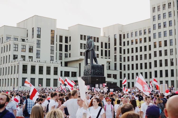 Demonstrasi di Minsk, ibu kota Belarus.