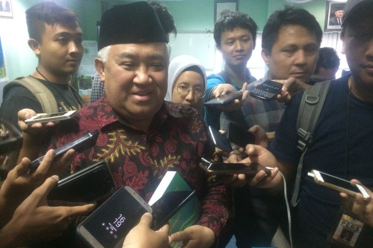 Ketua Dewan Pertimbangan MUI, Din Syamsuddin Saat ditemui di Kantor MUI,Jakarta Pusat, Rabu (29/8/2018).