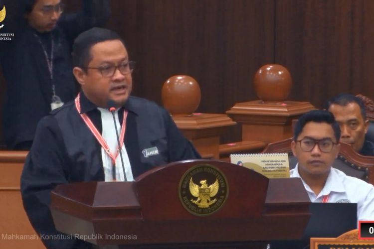 Ketua Tim Hukum Nasional (THN) Anies Baswedan dan Muhaimin Iskandar, Ari Yusuf Amir, di sidang MK, Rabu (27/3/2024).