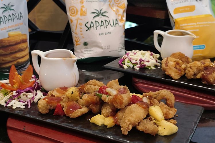 Portrait of Sapapua and Edamame Edashi's processed flour dishes in the Cooking Challenge event at Oakwood Suites Kuningan Jakarta, Monday (10/3/2025). 