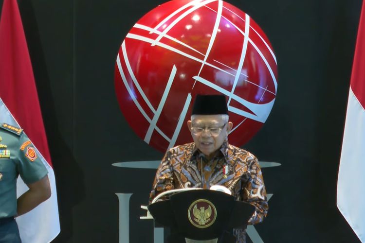 Wakil Presiden Ma'ruf Amin saat meresmikan pembukaan perdagangan Bursa Efek Indonesia (BEI) Tahun 2024, Selasa (2/1/2024).