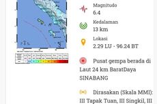 Gempa di Sinabang, BMKG Medan: Belum Ada Laporan Kerusakan Akibat Gempa