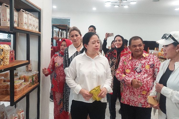 Ketua DPR RI Puan Maharani didampingi Bupati Semarang Ngesti Nugraha meninjau produk UMKM