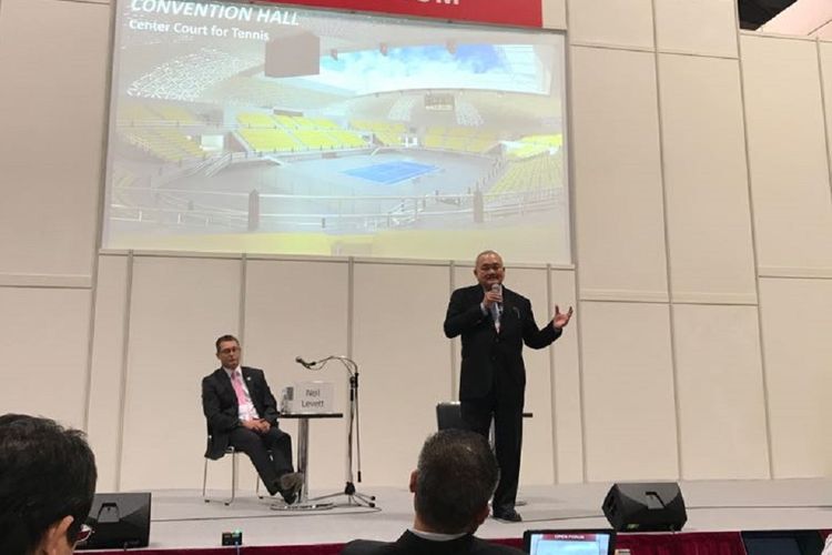 Gubernur Sumatera Selatan Alex Noerdin mempresentasikan Jakabaring Sport City di dalam konferensi dan pameran Stadia & Arena Asia Pacific 2017 yang diadakan minggu ini di Chiba City, Jepang.

