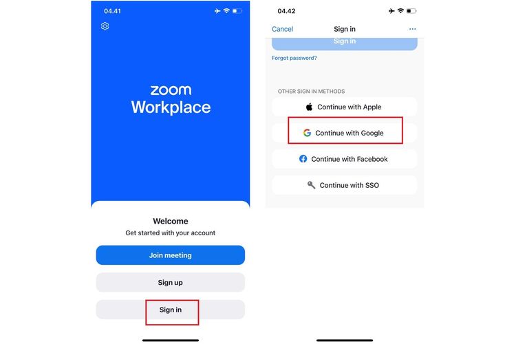 Ilustrasi cara login Zoom dengan akun Google.