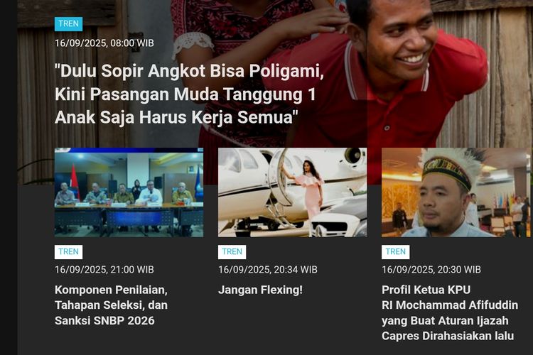 Populer Tren sepanjang Selasa (16/9/2025): dulu sopir angkot bisa poligami, kini pasangan anak satu harus ekstra kerja keras.