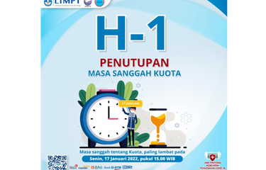 Lembaga Tes Masuk Perguruan Tinggi Negeri (LTMPT) mengumumkan masa sanggah kuota sekolah untuk Seleksi Nasional Masuk Perguruan Tinggi Negeri (SNMPTN) 2022 akan ditutup Senin (17/1/2022) pukul 15.00 WIB.