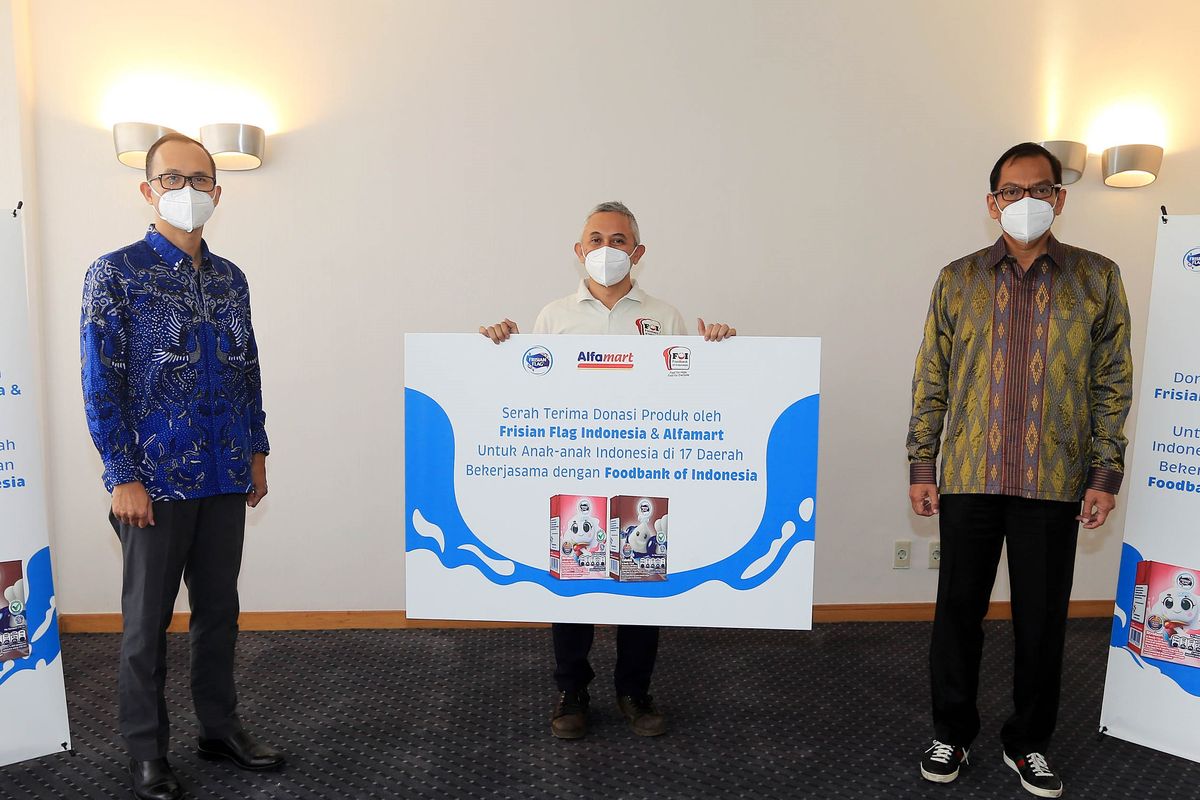 PT.Frisian Flag Indonesia dan Alfamart bekerja sama melakukan pengumpulan donasi berupa 100 ribu kotak susu cair anak Frisian Flag Milky kepada Foodbank of Indonesia (FOI sebagai mitra penyalur.