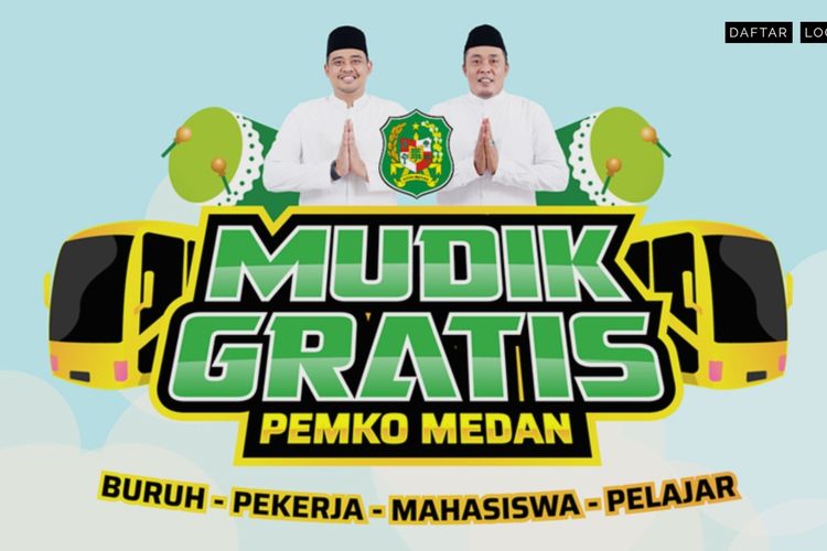 Program Mudik Gratis Pemko Medan 2022 yang digelar Pemko Medan bagi warga Medan.