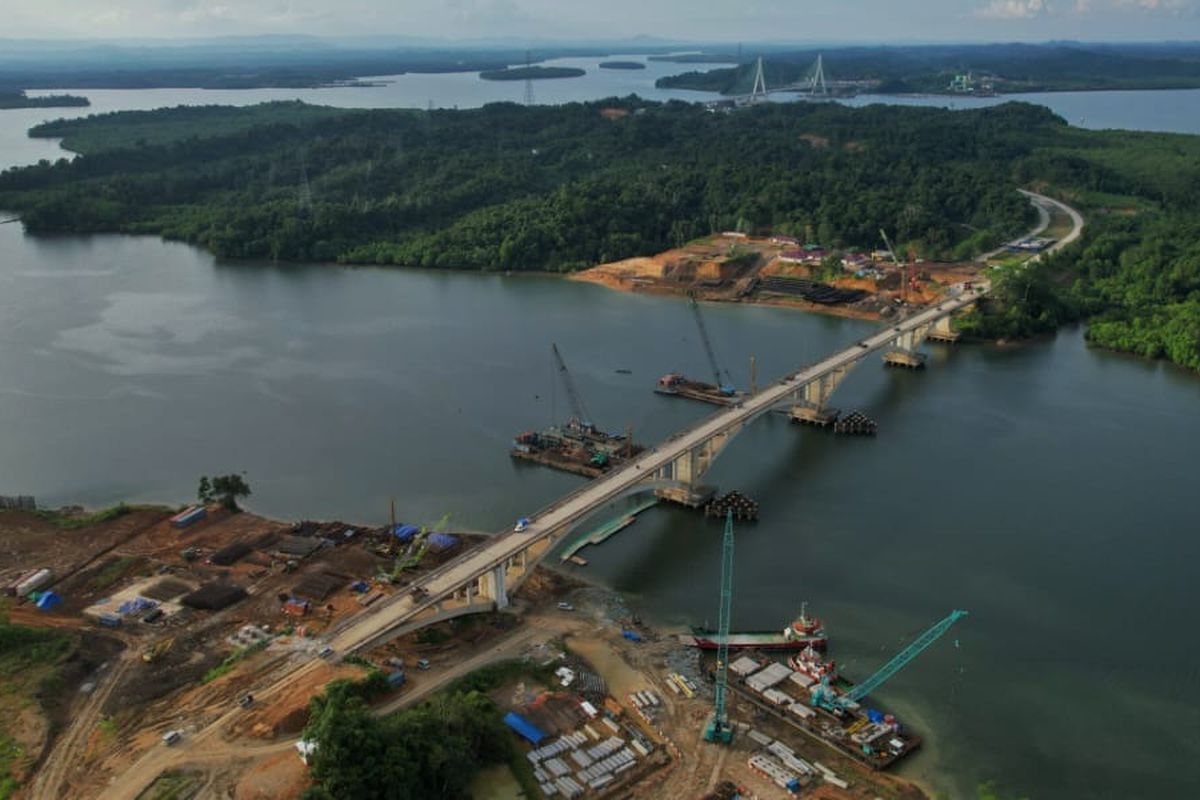 Lokasi jembatan duplikasi bentang pendek Pulau Balang yang akan dibangun di sekitar kawasan Ibu Kota Nusantara, Kalimantan Timur.