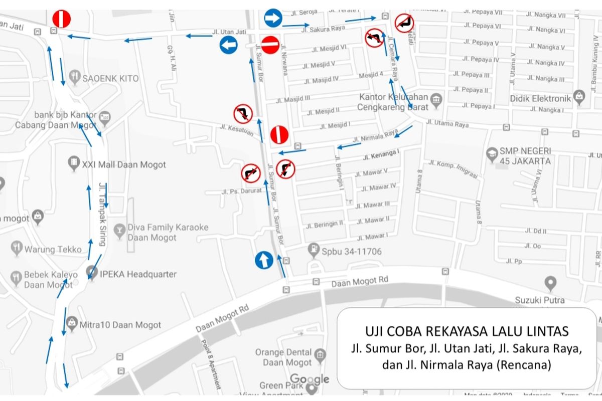 Rekayasa uji coba sistem satu arah dari jalan Sumur Bor sampai jalan Utan Jati, Jakarta Barat