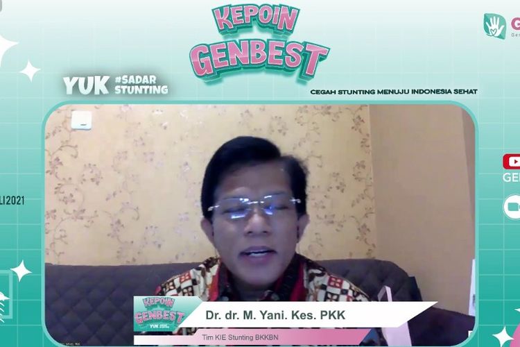 Tim Komunikasi, Informasi, dan Edukasi (KIE) Stunting Badan Kependudukan dan Keluarga Berencana Nasional (BKKBN) Yani sebagai narasumber dalam forum ?Kepoin Generasi Bersih dan Sehat (GenBest)? di Kabupaten Bondowoso, Jawa Timur (Jatim) secara virtual, Jumat (9/7/2021).
