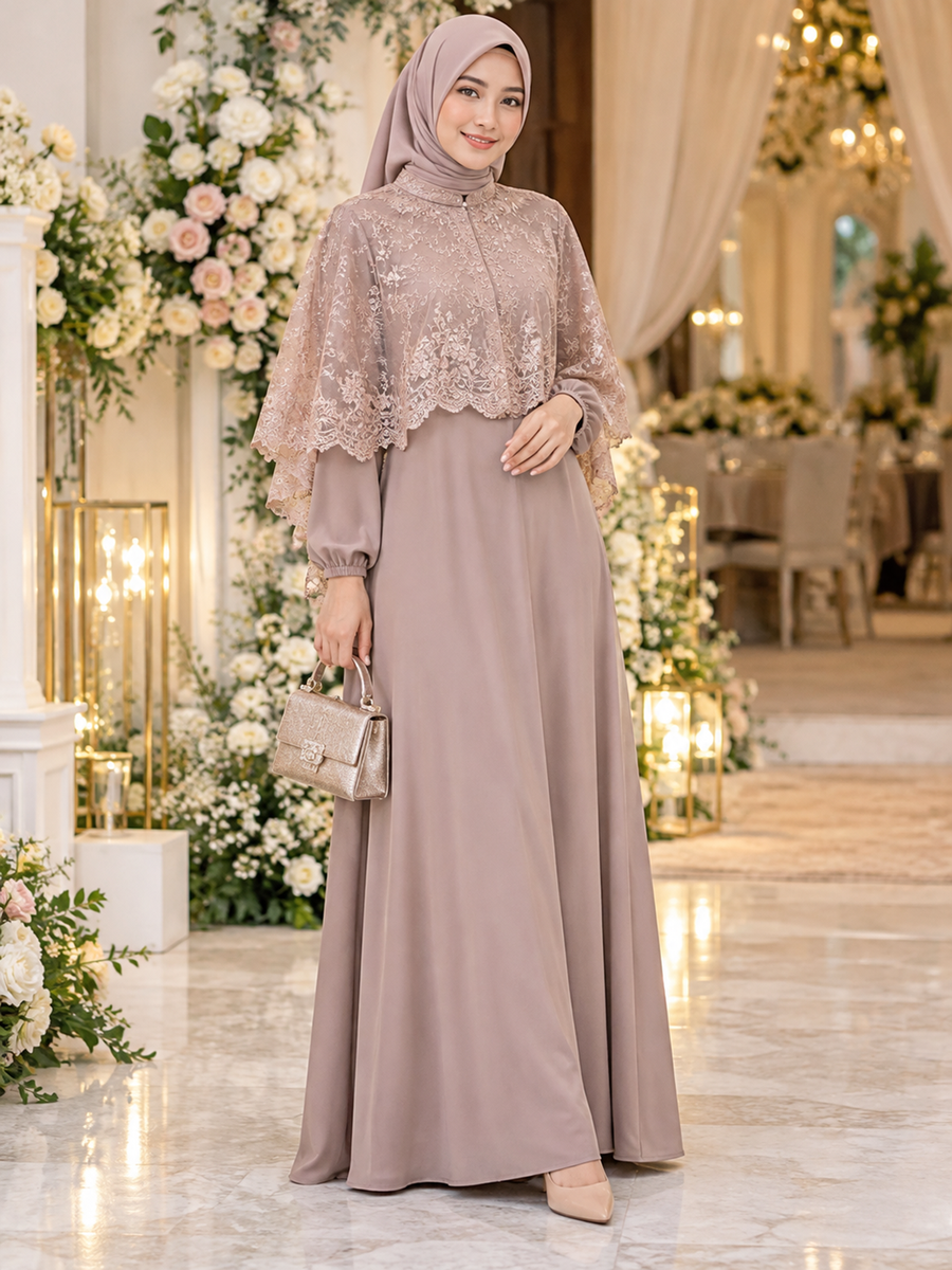 Outer Brokat Model Cape, Cocok untuk Acara Formal