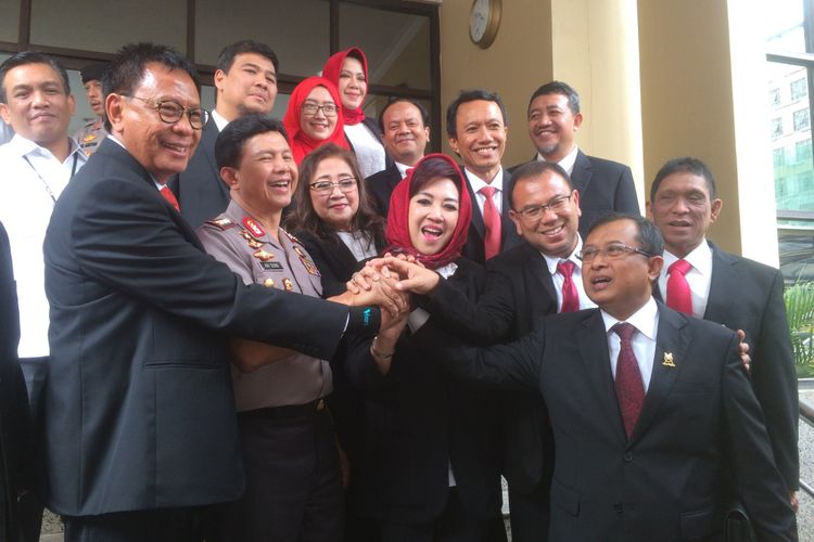 Wakil Kepala Komisaris Jenderal (Komjen) Ari Dono Sukmanto usai mengadakan penandatangan MoU dengan Ikatan Notaris Indonesia (INI) di Gedung Rupattama Mabes Polri, Jakarta, Selasa (21/8/2018).