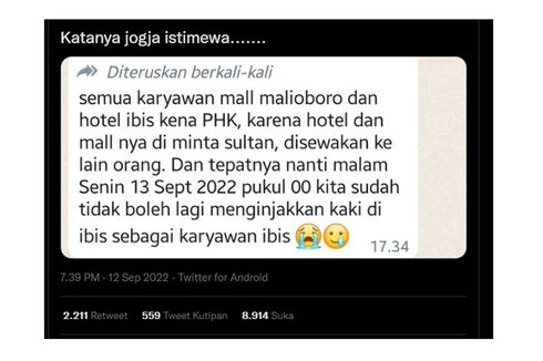 Penjelasan Pemda DIY soal Mal dan Hotel Ibis di Malioboro Disebutkan Diambil Alih oleh Sultan HB X