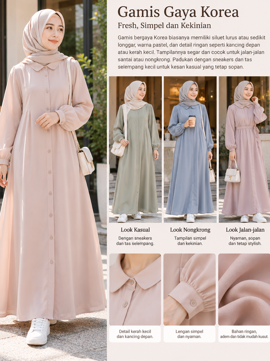Gamis Korean Style, Kasual dan Kekinian