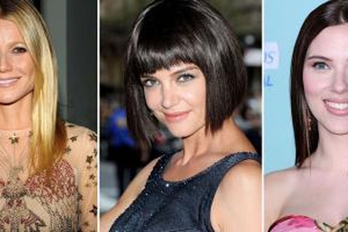 Gwyneth Paltrow, Katie Holmes, dan Scarlett Johansson, pamerkan rambut lurus yang cantik, segar, dan sehat. 
