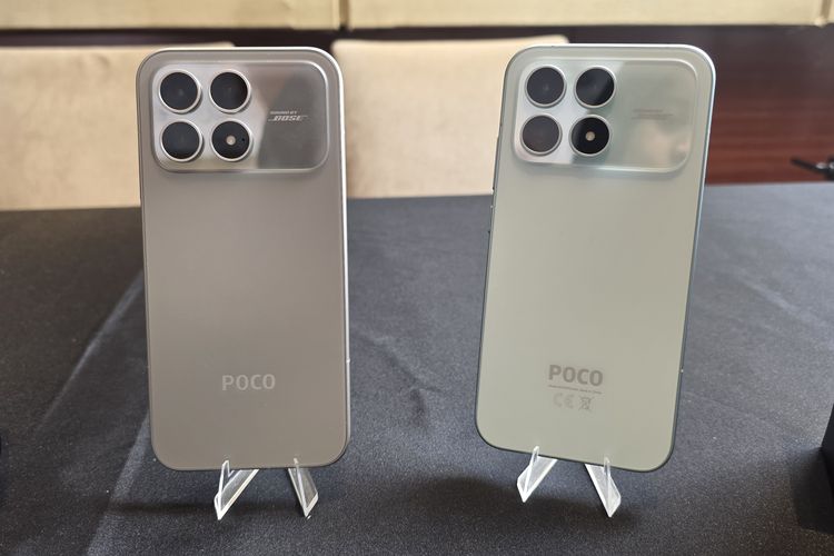 Poco F8 Pro mengusung bodi punggung berlapis kaca dengan finishing mengilap, tampil bersih dan minimalis.