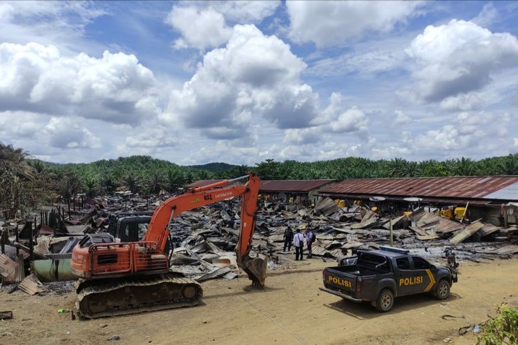 Kondisi setelah kebakaran di mess perusahaan kelapa sawit PT TMS di Kecamatan Tulin Onsoi Nunukan Kaltara