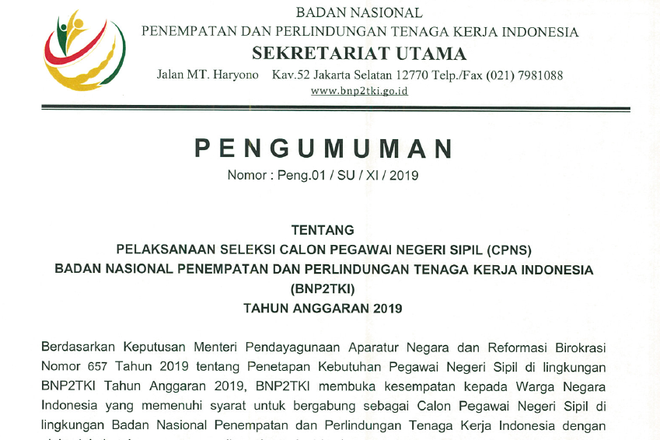 Bnp2tki Buka 143 Formasi Di Cpns 2019 Apa Saja