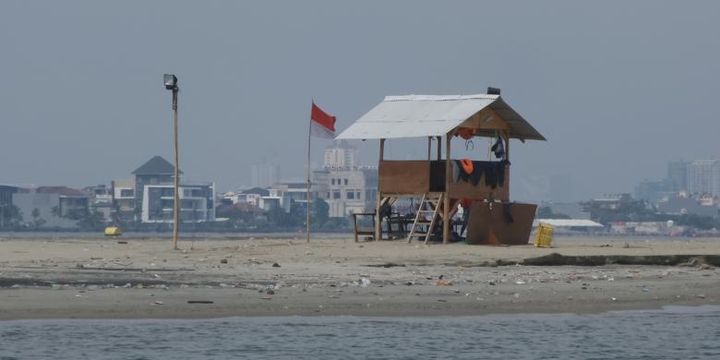 Kondisi reklamasi Pulau G di pesisir utara Jakarta, Rabu (13/7/2016). 