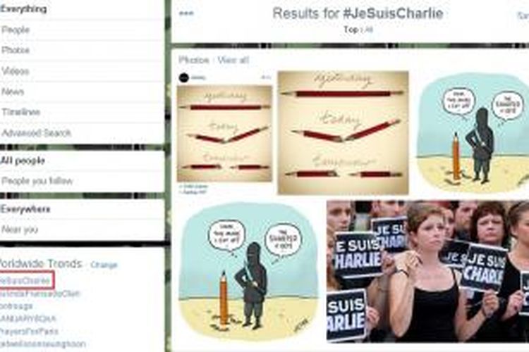 Screenshot Trending Tag Twitter #JeSuisCharlie