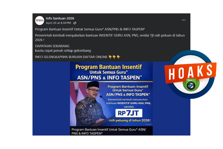 INFOGRAFIK: Hoaks Bantuan Rp 7 Juta untuk Guru ASN, Simak Bantahannya