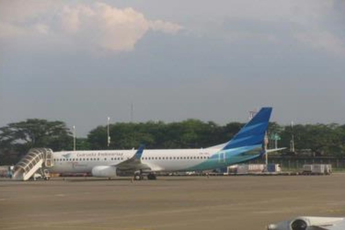 Pesawat Garuda Indonesia di Bandara Internasional Soekarno-Hatta Jakarta