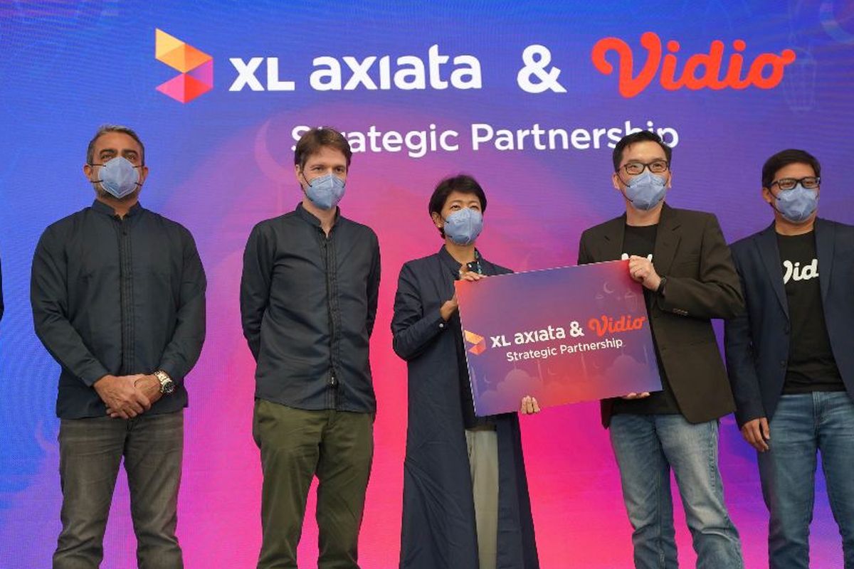 Acara peluncuran kerja sama XL Axiata dan Vidio, Rabu (6/4/2022)