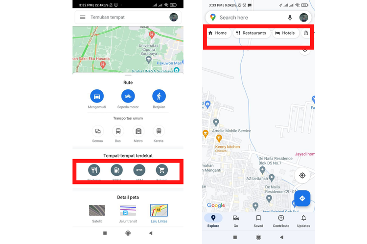 Fitur Google Maps untuk mudik