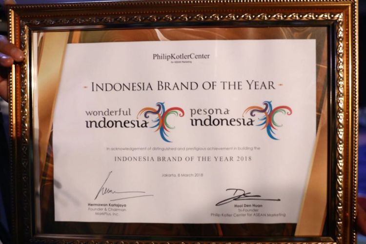 rand yang diusung Kementerian Pariwisata, Wonderful Indonesia, dinobatkan sebagai Brand of The Year Indonesia 2018. 