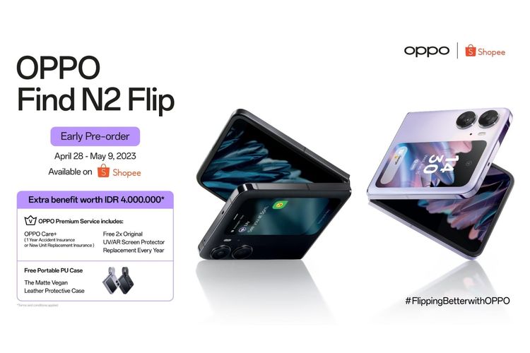 Oppo Find N2 Flip sudah bisa dipesan di Shopee.