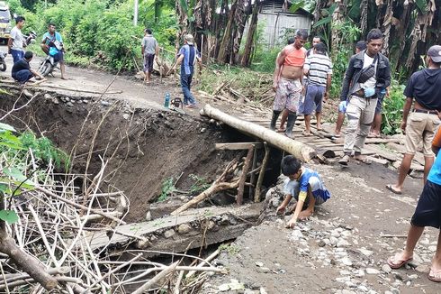 Jalan Penghubung Waelengga-Lete di Manggarai Timur Putus Total, Warga Bangun Jembatan Darurat