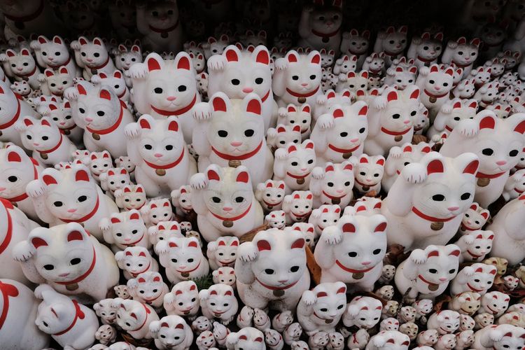 Gotokuji Temple, kuil dengan banyak manekineko atau patung kucing di Tokyo, Jepang.