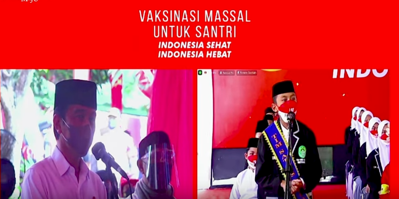 Presiden Jokowi berdialog dengan santri.