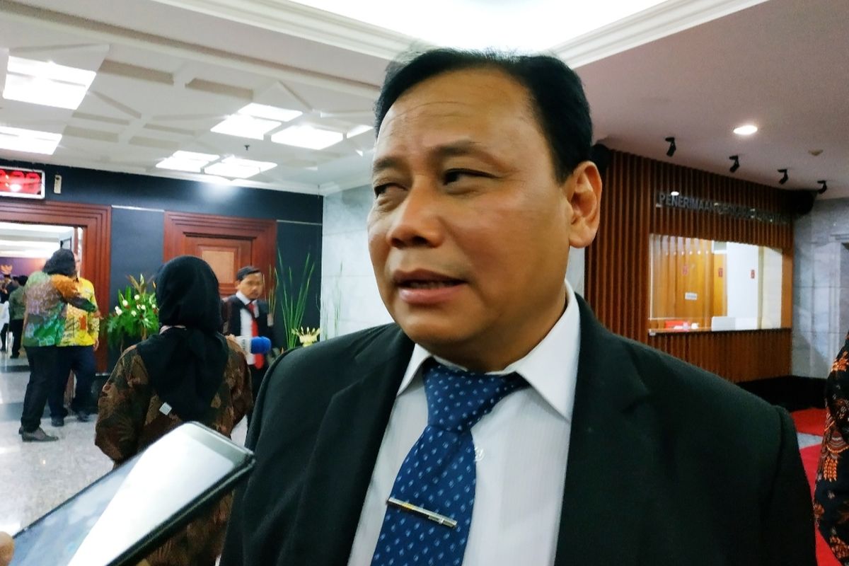 Ketua Bawaslu Abhan di Gedung MK, Jakarta Pusat, Selasa (28/1/2020).