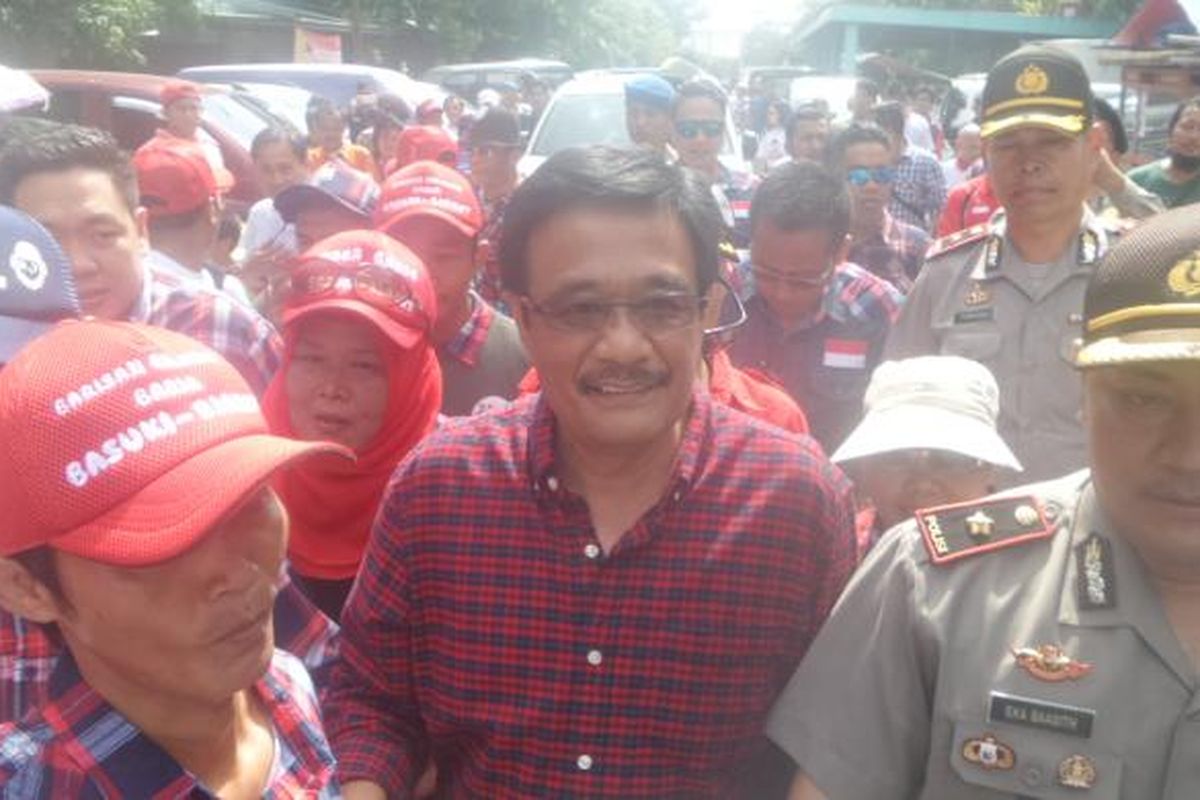Djarot Saiful Hidayat di Rusun Bumi Cengkareng Indah, Jakarta Barat, Sabtu (21/1/2017)