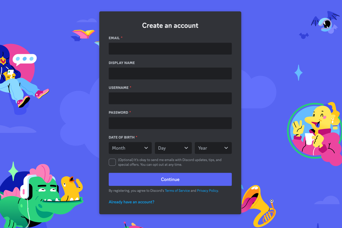 Ilustrasi daftar akun Discord di browser